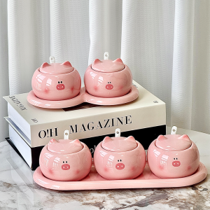 Bộ Chai Đựng Gia Vị Bằng Gốm Sứ Dễ Thương Có Nắp Đậy Dùng Trong Nhà Bếp Chai Đựng Muối Và Hương Liệu Cho Gia Đình Và Nhà Bếp