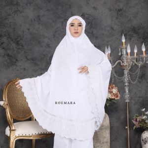ROEMARA - Mukena Dewasa Putih Polos Renda Bordir | Mukena Aisyah | Mukena Putih