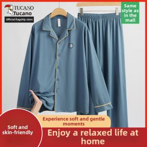 TUCANO | Comfortable Spring and Autumn Mens Simple Collar Pajamas