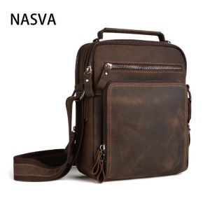 Genuine Leather Shoulder Bag Casual Retro Messenger Bag High Quality Crossbody Bag Sling Bag For Man NASVA