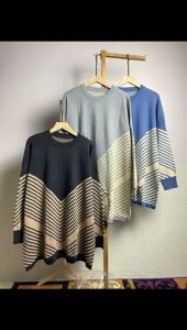Atasan Rajut Import Oversize Motif Salur V Realpict Blus Jumbo XXXL
