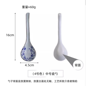 Japanese Style Ceramic Soup Spoon Underglaze Color Personalized Porcelain Spatula Rice Spoon Home Use Dining Utensils