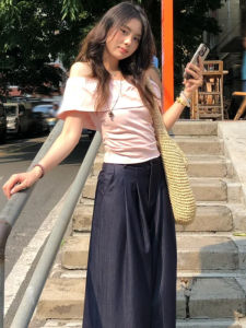 BINKAFENNY | Pink One-Shoulder Short-Sleeve T-Shirt Womens Summer Unique Waist-Cinching Beautiful Short Top Korean Style Slim Fit Pure Color