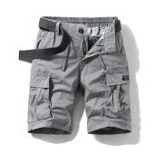 Summer Mens Loose Cotton Workwear Shorts Multi-Pocket Button Casual Pants American Trendy Brand Breathable Five-Quarter Pants