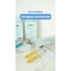 Kuru Baby SF2 Fun Stainless Spoon and Fork Set | Sendok Garpu Makan Anak
