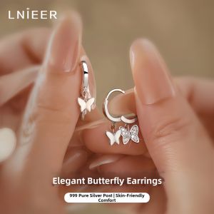 Lnieer | Exquisite Elegant Sterling Silver Double Butterfly Earrings