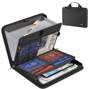 Black Organ File Folder Hand Drawer Multi Compartment Organizer bag Fireproof Waterproof File Organizer for Home School Office