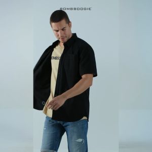 Bombboogie Kemeja Pria Regular Mono Black 22923B5BK