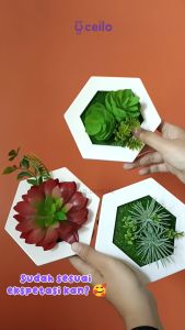 CEILO Tanaman dinding bentuk pigora Artificial Premium Tanaman Dekorasi Bunga Hias Imitasi Palsu