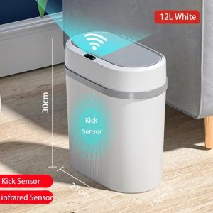 Motion Sensor Bathroom Trash Can Touchless Automatic Garbage with Lid Small Waterproof Trash Bin for Office Bedroom Living Room