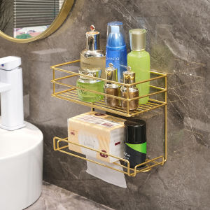 Bathroom Wash Basin Face Cloth Storage Rack Wall-Mounted Bathroom Wall Wash Makeup Tableware Storage Punch-Free