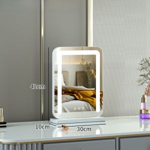 Large Desktop Makeup Mirror with Lamp High Definition LED Charging Bedroom Hairdressing Mirror Popular Ins Style Compact Size