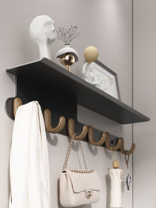 Wall-Mounted Coat Hook Entrance Hall Clothes Drying Rack No Drilling Required Try-On Room Clothes Storage Aluminum Alloy Oxidation Finish