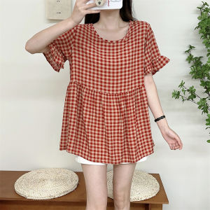 เสื้อยืดแขนสั้นผ้าฝ้ายผสมสำหรับผู้หญิงไซส์ใหญ่ ทรงหลวม ทรงเอ ทรงสลิม เสื้อเชิ้ตผ้าไหมคอตตอนแท้ ทรงหลวม แขนสั้น เสื้อยืด