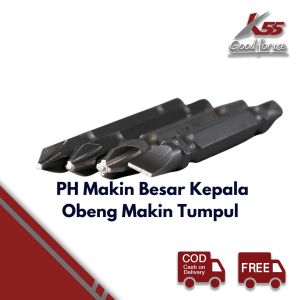 K55 Mata Bor Obeng Angin Listrik Satuan Bolak-balik PH1 PH2 PH3 PH2-Minus Double End Screwdriver Bit Diameter 1/4" x Panjang65mm
