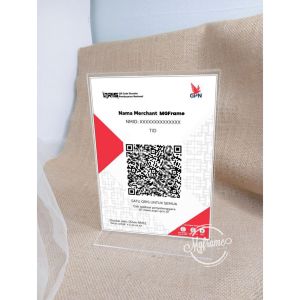 TEMPAT BROSUR STAND 2MM / TENT HOLDER / TENT CARD / QRIS /NO MEJA AKRILIK UKURAN A5 A6 PORTRAIT