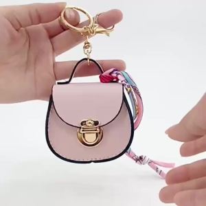 Mini PU Leather Crossbody Bag Multifunctional Earphone Key Coin Purse With Silk Scarf Strap Cute Coin Purse Pendant For Women