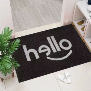 Cross-Border Hello Silk Circle Door Mat Entrance Hall Carpet Washable PVC Material Letter Pattern European Style Living Room Use