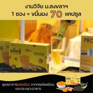 ขมิ้นฟู่ เครื่องดื่มชนิดผงชง Curcumin ลด กรดไหลย้อน, 10 ซอง - รักษาแผลในกระเพาะอาหาร บรรจุ