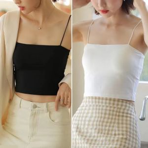 Women Camisole with Chest Pads for Inner and Outer Wear Trendy Bottomed Shirt with A Straight Neckline Popular on The Internet Women Vest