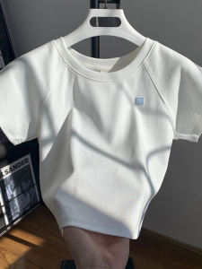 Áo Thun Tay Ngắn Ôm Vừa Vặn Cổ Tròn Màu Trắng Mùa Hè Thiết Kế Mới Cho Nữ Phong Cách Hàn Quốc Chất Liệu Cotton Thường Ngày