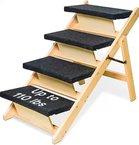 ROYA บันไดไม้สำหรับสัตว์เลี้ยงพับได้บันไดสัตว์เลี้ยงขนาดกลางสำหรับแมว/สุนัขบันไดสำหรับเตียงสูงโซฟาโซฟาโซฟารถยนต์บันไดสุนัขแบบ2อิน1พร้อมแผ่นกันลื่น