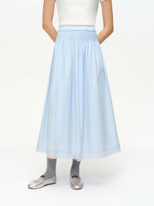 DUSHU | Charming Lace Edge Elastic Waist Half Skirt