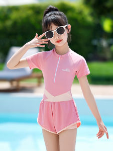 ชุดว่ายน้ำเด็กผู้หญิง ชุดว่ายน้ำกันแดด ชุดฝึกซ้อม ชุดว่ายน้ำผ้า Lycra ทรงปกติ ความยาวปกติ ฤดูร้อน 2024 แบรนด์ Youyou