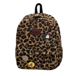 Autumn Winter Plaid Fluffy Backpack Womens Japanese Styleins Retro Woolen Double Shoulder Bag Junior High School Students Backpack