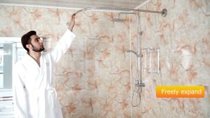 Sincecu Elegant Stainless Steel Telescopic Shower Curtain Rod - Adjustable Space-Saving Easy Install - 6 Sizes Available L-shaped Extendable Curved Shower Curtain Rod Stainless Steel Shower Curtain Poles Retractable Adjustable Telescopic Bathroom
