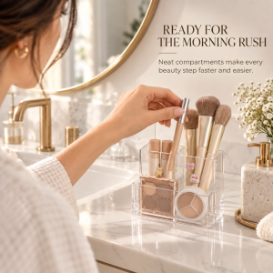 Transparent Multi-Grid Makeup Brush Holder Cup Desktop Organizer for Eyeliner Eyebrow Pencil Lipstick Vanity 108/255