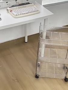 2/3/4 Layers Transparent Storage Rack with Wheels Home Trolley Cart Suitable for Snacks Cosmetic Sundries and Kitchen Organizer