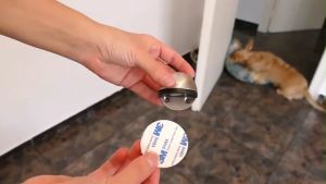 Stainless Steel Magnetic Door Stopper Punch-free Door Touch Magnetic Suction Rubber Semi-circle Anti-collision Door Stop