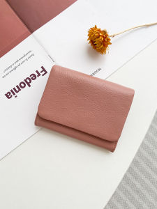 Soft Leather Wallet Short Style Zipper Coin Purse Ladies Compact Money Holder Korean Version Genuine Leather Card Bag