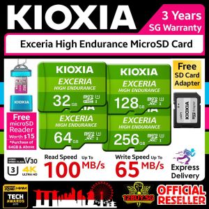 ♥100% ผลิตภัณฑ์ของแท้ + อะแดปเตอร์ส่งฟรี + เครื่องอ่านการ์ด♥KIOXIA EXCERIA ทนทานสูง MicroSD 32GB 64GB 128GB C10 U3 V30 A1การ์ดความจำได้ถึง100เมกะไบต์/วินาทีโตชิบา3PM.SG