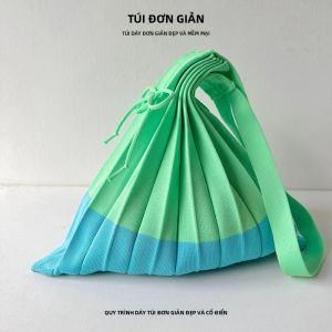 1 Túi Xách Nữ Dệt Kim Xếp Ly Kiểu Dáng Sang Trọng Phối Màu Tương Phản Phong Cách Hàn Quốc Cổ Điển Có Thể Gấp Gọn Chất Liệu Polyester