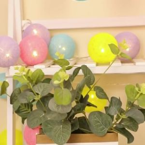 Christmas Cotton Ball Decorative String Light Handmade DIY Thread 10/20 Balls String Lamp Battery Family Party Fairy Lights
