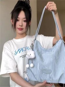 Womens Simple Commuter Tote Backpack Large Capacity Student Double Shoulder Bag Single Shoulder Slant Cross Bag British Style