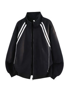 Kawadu | Casual Design Sense Striped Zip-up Jacket with Piping