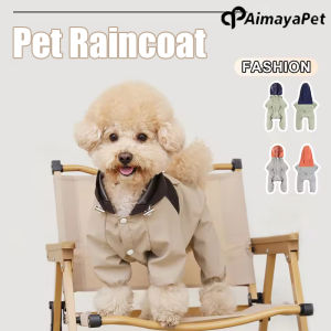AIMAYAPET Dog Stormcoat with Traction Bucklefor Small & Medium Pets Four Legged Hooded Sweatshirt Waterproof Windproof Raincoat