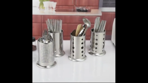 Stainless Steel Spoon and Fork Holder Drainer Kitchen Organizer Cutlery Chopsticks Storage Rack Utensil Cage Holder Thickened Perforated Stainless Steel for Kitchen Countertop Sink Area Organizing Kitchen Utensil Holder for Fork Spoon Ladle Hanging Design