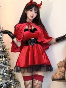 กระโปรงสั้นผู้หญิงสีแดง เดรสคอวีแขนกุดเอวสูง กระโปรงสั้นผ้าโพลีเอสเตอร์ผสมยืดหยุ่นสำหรับงานปาร์ตี้และงานแสดงในช่วงเทศกาลคริสต์มาส