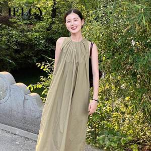 IELGY womens loose retro sleeveless dress