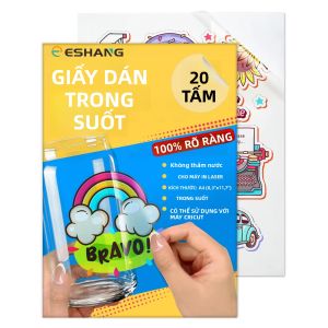 20 Tờ Giấy Dán Trong Suốt Khổ A4 Tự Dính Chất Liệu Vinyl Chống Thấm Nước Dùng Cho Máy In Laser Giấy Dán Trong Suốt Để In Ấn