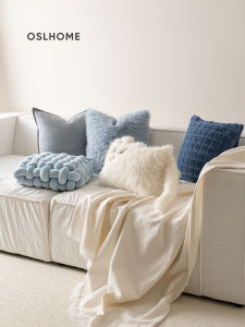 Hiện Đại Đơn Giản Ghế Sofa Phòng Khách Dệt Kim Cao Cấp Cảm Giác Gối Nhẹ Sang Trọng Mẫu Trang Trí Phòng Đệm Màu Xanh Thương Hiệu Osier