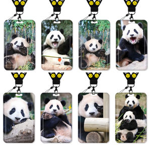 FINSBURY Panda Card Holder Meal Card School Card Bus Pass Student Water Card Certificate Work Permit Badge Certificate Holder School Card Keychain with Lanyard Halterneck Work Card Cartoon Cute Peripheral Boys and Girls