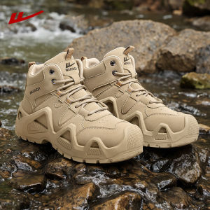 Mens High-Top Climbing Shoes 2025 Outdoor Waterproof Desert Workwear Full Terrain Sports Hiking Boots Leather Fabric Inner