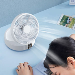 Portable Folding Desk Fan with Remote No Punch Wall Fan with Light USB Charge Digital Display Electric Fan Class Office