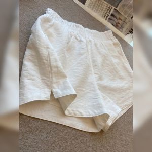 V.C.I | Slim Fit White Shorts for Pear-shaped High Waisted Elastic