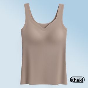Miiow | Ice Silk One-Piece Vest Strap Womens Outerwear V-Neck Prevent Exposure No Bra Needed Wide Shoulder Straps Beautiful Back